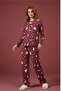 Women's Plum Pajama Set – Polar Bear Pattern, Crew Neck, Comfortable and Modern
