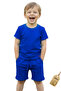 Children's Set 3-Piece Set - Wooden Buttoned Summer Black Neon Cobalt Blue Girls Boys Unisex Top and Bottom Set - 4