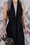 Black Low-Cut Zippered Jumpsuit - 6