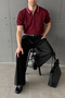 Men's Oversized Brioche Knit Polo Collar T-Shirt - 2