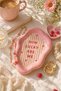 Pink Striped Decorative Manifest Jewelry Plate, Valentine's Day Gift, House Key Holder