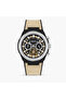 DT004 Men's Chronograph Watch with Beige Textured Dial, Contrast Accents, Genuine Leather Str
