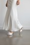Dowry-Engagement-Henna-Wedding Open Slippers Evening Dress with Rhinestone Buckle and Feather Band - 2