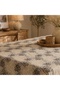 Bohemian Vintage Linen Tablecloth with Embroidery Detail and Leaf Pattern