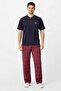 Men's 100% Cotton Pajama Set Navy Blue Top Red Plaid Bottom Short Sleeve Regular Cut - 2
