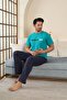 100% Cotton Short-Sleeve Men's Pajama Set with Pocket Details