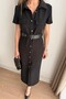 Gold Buttoned and Belted Dress Key37258 - 5