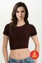 Women's 2-Pack Crew Neck Short Sleeve Lycra Cotton Slim Fit Basic Crop T-Shirt & Blouse - 3
