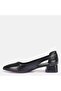 Women's Large Size Short Heel Stiletto 41-42-43-44-Black Leather - 8