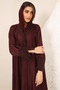 Luxury Burgundy Zari Fabric Coat Collar Abaya Premium Beauty Queen Style for Elegant Occasions