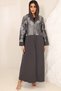 Elegant Embroidered Tafeta & Crepe Coat Collar Abaya Chic Modest Wear for Parties & Evening - 6