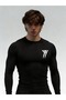 Long Sleeve Compression Slim Fit High Neck T-Shirt Black Unisex Youth