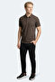 Zany Men's Polo Collar Brown T-Shirt - 8