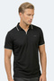 Zither Men's Polo Collar Black T-Shirt - 4