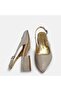 Plus size gold glitter slingback evening shoes - sizes 41-42-43-44 - 4
