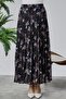 lined pleated chiffon elastic waist skirt - 2