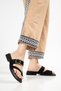 Women's Black Gold Buckle Flip-Flops Minimal Slippers - 4