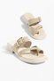 Women's Beige Gold Buckle Flip-Flops Minimal Slippers