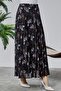 lined pleated chiffon elastic waist skirt