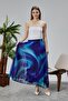 lined pleated chiffon elastic waist skirt - 3