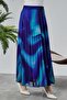 lined pleated chiffon elastic waist skirt - 4