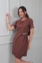 Women's Collar-Cut Detailed Self-Tied Double Crepe Buckle Short Dress