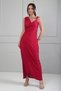 Women's V-Neck Draped Side Buckle Detailed Seersucker Imported Fabric Long Design Dress - 3