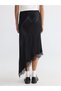 Xside Elastic Waist Lace Detailed Satin Skirt - 4