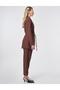 Cotton Lyocell Double Suit with Rope Belt Detail Chocolate - 6