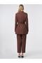 Cotton Lyocell Double Suit with Rope Belt Detail Chocolate - 5
