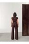 Women's Brown Padded Asymmetrical Draped Casual Set - 5