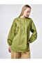 100% Cotton Striped Scalloped Tunic Matcha Green