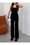 Women's Black Straight Cut Comfortable Daily Tracksuit