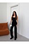 Women's Black Straight Cut Comfortable Daily Tracksuit - 2