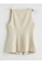 Nevavm with a Difference Lcw Vision Beige Square Collar Linen Blended Women's Classic Vest - S5Nc96Z8-Cwp - 6