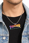 Unisex Stainless Steel Thrasher Written Colorful Flame Pattern Necklace