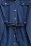 Buttoned Belted Waist Pocketed Jeans Double Set -Blue - 5