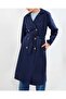 5853 Double-Breasted Collar Trench Coat - Navy - 3