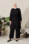 Plus Size Hijab Two-Piece Set – Seersucker Fabric Buttoned Tunic and Pants Set - 4