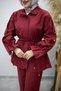 Sleeve Button Detailed Gathered Double Suit Tsd260183 Fuchsia - 4