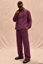 Men's Burgundy Tencel Fabric Oversize Shirt and Trousers Set – Comfortable Cut Summer Combination