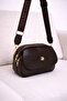 Women's Bitter Brown Leather Cover 3-Compartment Cross Shoulder Bag with Adjustable Textured Strap Daily Stylish Mini Bag