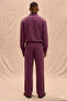 Men's Burgundy Tencel Fabric Oversize Shirt and Trousers Set – Comfortable Cut Summer Combination - 3