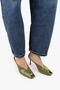 Women's Selia Oil Green Leather Heeled Slippers - 4