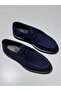 Navy Blue Nubuck Leather Men's Classic Shoes - 4