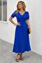 Women's Short Sleeve V-Neck Long Janjan Dress - 3