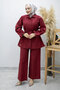 Sleeve Button Detailed Gathered Double Suit Tsd260183 Fuchsia - 5