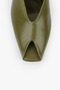 Women's Selia Oil Green Leather Heeled Slippers - 3