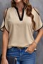 Women's Short Sleeve V-Neck Imported Crepe Blouse