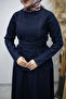 Waist-Tied Skirted Denim Suit Tsd260187 Dark Blue - 4